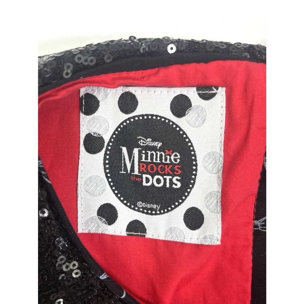 DISNEY STORE Minnie Rocks the Dots Girls Black‎ Bow Dress Sz 11/12 Sequin Collar
